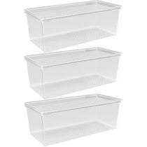 Kit 3 Organizadores de Geladeira com Tampa 4,5L Frutas Legumes Multiuso Transparente UZ Kit 3 Organizadores de Geladeira com Tampa 4,5L Frutas Legumes Multiuso Transparente UZ