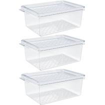 Kit 3 Organizadores de Geladeira com Tampa 660ml Cozinha Multiuso Frutas Transparente UZ Kit 3 Organizadores de Geladeira com Tampa 660ml Cozinha Multiuso Frutas Transparente UZ