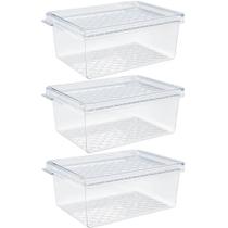 Kit 3 Organizadores de Geladeira com Tampa 660ml Cozinha Multiuso Frutas Transparente UZ Kit 3 Organizadores de Geladeira com Tampa 660ml Cozinha Multiuso Frutas Transparente UZ