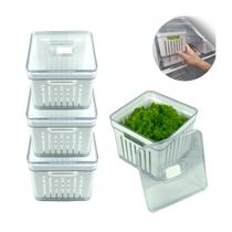 Kit 3 Organizadores De Geladeira Para Alimentos 2,8 Litros Botão Clear Fresh