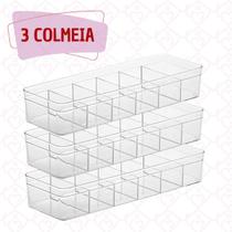 Kit 3 Organizadores Grande Retangular Multiuso Com Divisorias - PLASTUTTI Kit 3 Organizadores Grande Retangular Multiuso Com Divisorias - PLASTUTTI