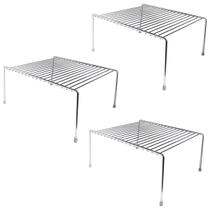 Kit 3 Organizadores Médios Armário Prateleira Aramado 30cm