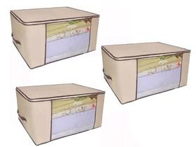 Kit 3 Organizadores Multiuso Marfim 60x45x30cm 621 VB Home