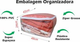 Kit 3 Organizadores Multiuso/Saco Embalagem G Com Zíper PVC 24 x 42 x 48