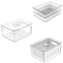 Kit 3 Organizadores Porta Frios Mantimento Fruta Verdura Geladeira Clear Fresh - Ou