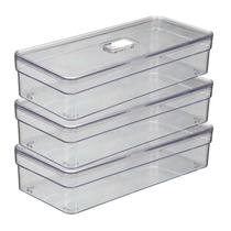 Kit 3 Organizadores Retangular Transparente Baixo Resistente Kit 3 Organizadores Retangular Transparente Baixo Resistente