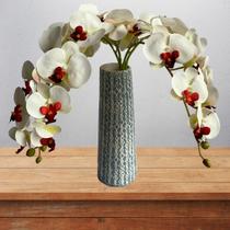 Kit 3 Orquídea Artificial Silicone Realista 110cm Flor Branca Elegante Para Ambientes