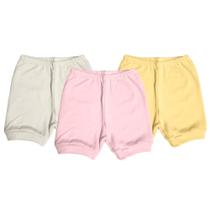Kit 3 ou 5 Short Bebê Liso Algodão Enxoval Verão Tapa Fralda