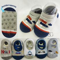 Kit 3 ou 6 Pares de Meia Sapatinha para Menino de 0 á 2 Anos Antiaderente Infantil 100% Algodão