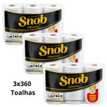 Kit 3 pack papel toalha multiuso snob clássica 3 rolos 120 folhas praticidade e alta absorção
