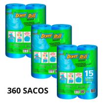 Kit 3 pack saco para lixo dover roll resist 15 litros reforçado, econômico 2 rolos com 60 unidades cada