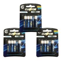 Kit 3 Pacote Com 4 Pilhas Aaa 1,5 V Custom Super Alcalina