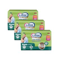 Kit 3 Pacote Fralda Geriátrica/Adulto Lifree - Calça Super Conforto P-M/16 = 48 Unidades - Barato - Unicharm