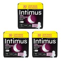 Kit 3 Pacotes Absorvente Intimus Noturno Cobertura Suave com Abas 90 Unidades Total Máxima Absorção e Conforto