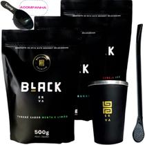 Kit 3 Pacotes Black Erva Mate Tereré + Copo de Alumínio Térmico + Bomba Clássica Preta + Scoop Kit 3 Pacotes Black Erva Mate Tereré + Copo de Alumínio Térmico + Bomba Clássica Preta + Scoop