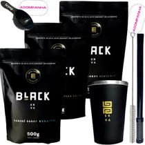 Kit 3 Pacotes Black Erva Mate Tereré + Copo de Alumínio Térmico + Bomba Mola Externa de Inox