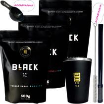 Kit 3 Pacotes Black Erva Mate Tereré + Copo de Alumínio Térmico + Bomba Mola Externa de Inox