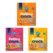 Kit 3 Pacotes De Biscoitos Petdog Crock paraCães250g