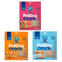 Kit 3 Pacotes De Biscoitos Petdog Crock paraCães250g