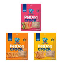 Kit 3 Pacotes De Biscoitos Petdog Crock paraCães250g