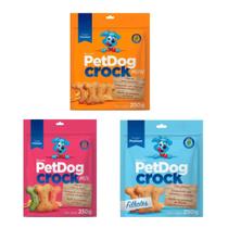Kit 3 Pacotes De Biscoitos Petdog Crock paraCães250g