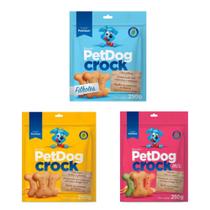 Kit 3 Pacotes De Biscoitos Petdog Crock paraCães250g