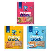 Kit 3 Pacotes De Biscoitos Petdog Crock paraCães250g