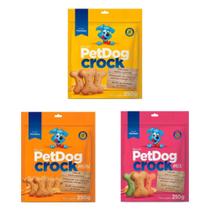 Kit 3 Pacotes De Biscoitos Petdog Crock paraCães250g