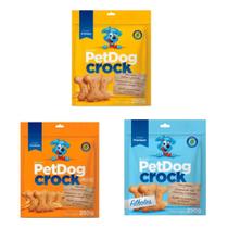 Kit 3 Pacotes De Biscoitos Petdog Crock paraCães250g