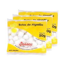 Kit 3 Pacotes de Bolas de Algodão Limpeza Facial Maquiagem Sussex 50g Kit 3 Pacotes de Bolas de Algodão Limpeza Facial Maquiagem Sussex 50g