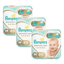 Kit 3 pacotes de fralda pampers infantil premium m 80