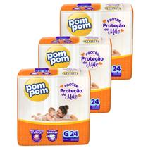 Kit 3 Pacotes de Fraldas Descartável Infantil Pom Pom Protek