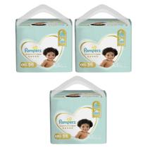 Kit 3 pacotes de fraldas pampers premium care infantil xxg 56