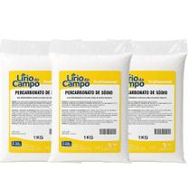 Kit 3 Pacotes de Percarbonato de Sódio 1Kg - 100% Puro - Clareador Natural Ecológico Kit 3 Pacotes de Percarbonato de Sódio 1Kg - 100% Puro - Clareador Natural Ecológico