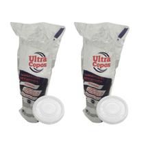 Kit 3 Pacotes de Tampas para Potes 100/145ml e copos PS 150ml/180/200 e 120ml de isopor transparente sem furo PS Ultratherm com 50 unidades Kit 3 Pacotes de Tampas para Potes 100/145ml e copos PS 150ml/180/200 e 120ml de isopor transparente sem furo PS Ultratherm com 50 unidades