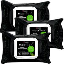 Kit 3 Pacotes Lenços Demaquilantes Macrilan RE-02 Limpeza Fácil Pele e Rosto Aloe Vera