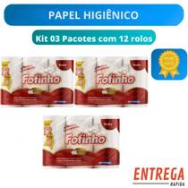 Kit 3 Pacotes Papel Higiênico Fofinho Folha Dupla Neutro 30m 12 Rolos Kit 3 Pacotes Papel Higiênico Fofinho Folha Dupla Neutro 30m 12 Rolos