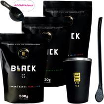 Kit 3 Pacotes Tereré Black Erva Mate + Copo de Alumínio Térmico + Bomba Clássica Preta + Scoop Kit 3 Pacotes Tereré Black Erva Mate + Copo de Alumínio Térmico + Bomba Clássica Preta + Scoop