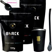 Kit 3 Pacotes Tereré Black Erva Mate + Copo de Alumínio Térmico + Bomba Clássica Preta + Scoop Kit 3 Pacotes Tereré Black Erva Mate + Copo de Alumínio Térmico + Bomba Clássica Preta + Scoop