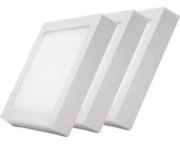 Kit 3 Paflon Painel Led Luminária Sobrepor Quadrado 24w 25w - Lig Light
