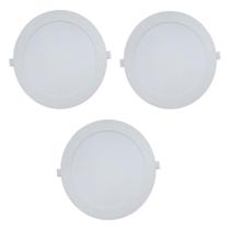 Kit 3 Painéis Plafon de Embutir Modaza Polipropileno Redondo 18W, Branco 6500K