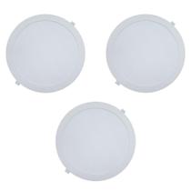 Kit 3 Painéis Plafon de Embutir Modaza Polipropileno Redondo 24W, Branco 6500K