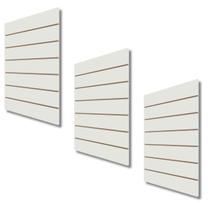 Kit 3 Painel Canaletado Branco Expositor Parede Inteligente Mdf Para Loja 0,90x0,60m