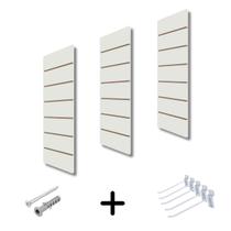 Kit 3 Painel Canaletado Branco Mdf Para Loja 0,90x0,30m + 10 Ganchos Branco de 15cm