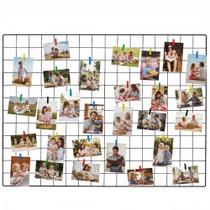 Kit 3 Painel de Fotos Memory Board 60x80cm Preto Quadro de Recados Porta Retrato de Parede