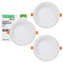 Kit 3 Painel de Led Redondo Embutir Recuado 6W Bivolt Taschibra