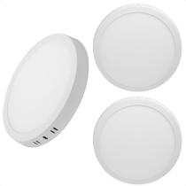 Kit 3 Painel De Led Redondo Sobrepor 12w Bivolt Taschibra 4000k Neutro Kit 3 Painel De Led Redondo Sobrepor 12w Bivolt Taschibra 4000k Neutro