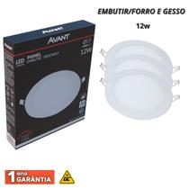 Kit 3 painel led aluminio embutir redondo 12w avant