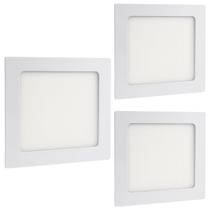 Kit 3 Painel Luminária Led 12W Quadrado Embutir Branco Frio 6500K - Iluminação Forte com Alta Eficiência
