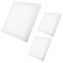 Kit 3 Painel Luz Quente Amarela 3000K 30W Bivolt LED Sobrepor Quadrado Design Moderno